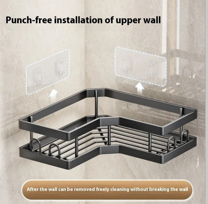 🚿 Organisateur de Salle de Bain 5 en 1 – Caddy de Douche Mural en Métal (Sans Perçage)