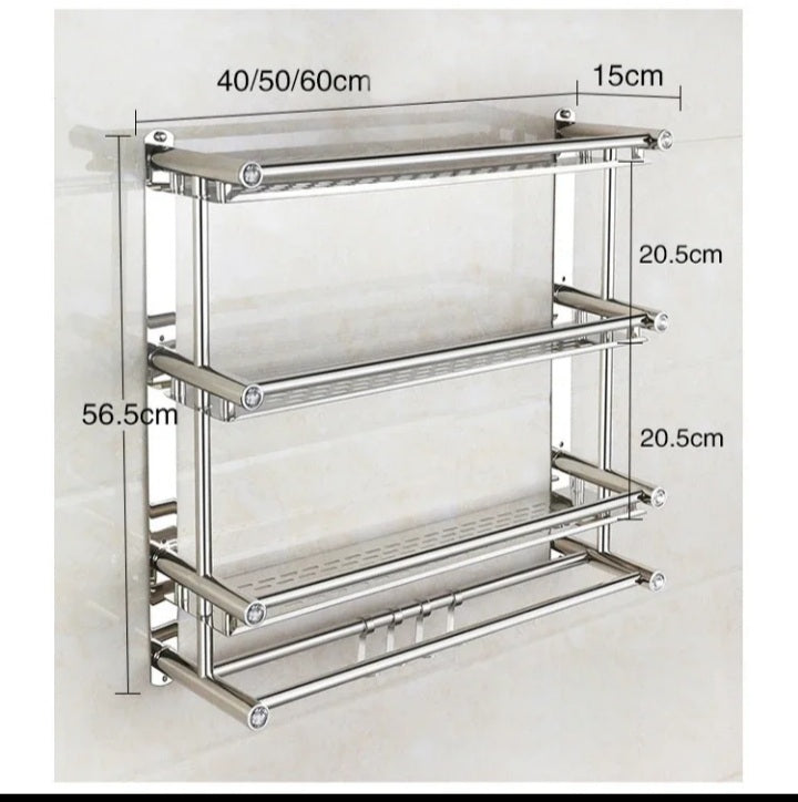 Porte-Serviettes Mural 3 Couches en Acier Inoxydable